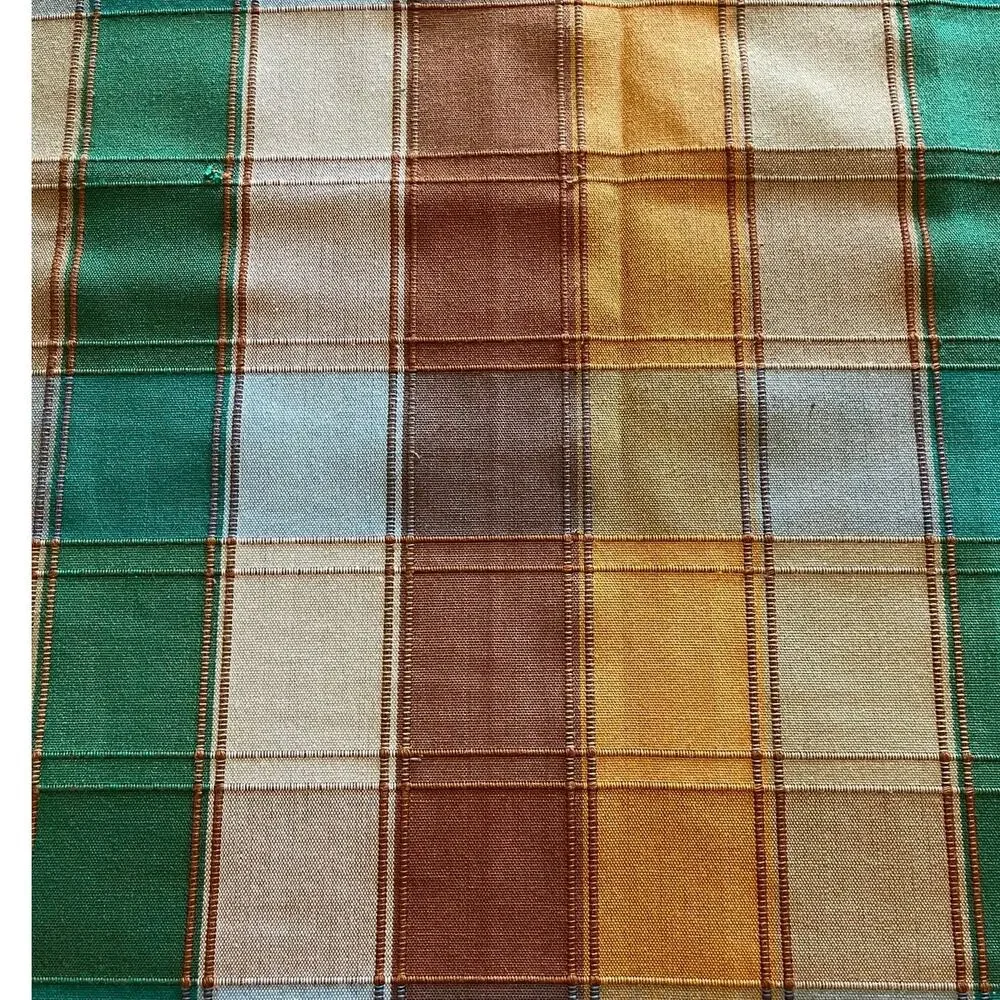 Vintage Perma Prest Tablecloth Fall Home Decor Table Cover Plaid Linen Retro 60s